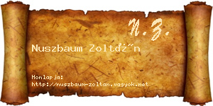Nuszbaum Zoltán névjegykártya